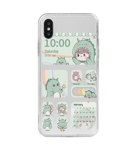 Iphone X ve XS Uyumlu Tatlı Dinozor Kawaii Tasarımlı Şeffaf Telefon Kılıfı