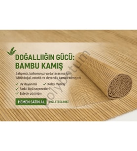 Doğal Bambu Kamış Hasır Çit 3x5 m Bahçe Balkon Gizlilik Perdesi Gölgelik Kamış Çit