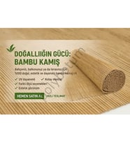 Doğal Bambu Kamış Hasır Çit 3x5 m Bahçe Balkon Gizlilik Perdesi Gölgelik Kamış Çit