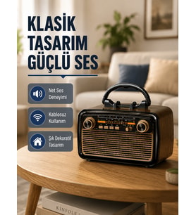 Ahşap Dokulu Bluetooth Müzik Kutusu – Vintage LED Tasarımıyla Modern Ses Deneyimi