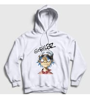 Presmono Unisex Beyaz 2D Gorillaz Kapüşonlu Sweatshirt 54045tt