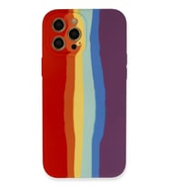 Durukar® iPhone 12 Pro Kılıf Ebruli Lansman Silikon - Kırmızı-Mor