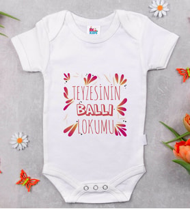 BK Kids Teyzesinin Ballı Lokumu Tasarımlı Beyaz Bebek Body Zıbın-1