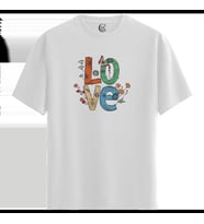 Love Bloom - %100 Pamuklu Kadın Beyaz Tişört - Premium Quality (Siyah - Beyaz)