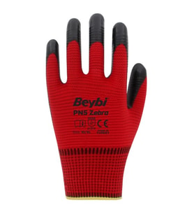 Beybi Pn5 Zebra Polyester Örme Nitril Eldiven 12 ÇİFT