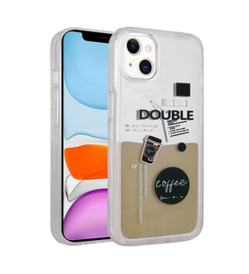 Apple iPhone 14 Plus Kılıf Desenli Sıvılı Zore Drink Kahve Tasarımlı Kılıf (Model 3)