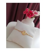 Altın Sedef Ayarlanabilir Kadın Gold Asansörlü D Harf Bileklik (Karışık)