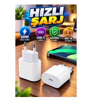 iOS 15 ve 15 Pro Max Uyumlu 20W USB-C Hızlı Şarj Adaptörü ve Kablo Seti