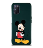 Oppo A52 Soft Premier Kapak Mickey Mouse-E Tasarımlı Silikon Kılıf - Yeşil (Şeffaf)