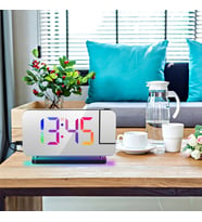 EtaShop RGB Projeksiyonlu Çalar Saat -7Ayna LED Dijital Saat Tavana Zaman Yansıtma USB & Type C Şarj