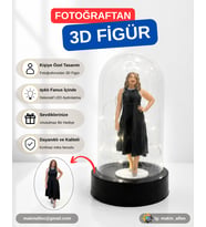 Işıklı Fanus İçinde Kişiye Özel 3D Tek Kişilik Figür (15cm)