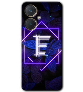 Vivo Y27 Kılıf HD Desen Baskılı Kılıf - Dark Neon Yaprak E Harfi