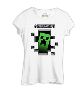 MineCraft 3 Beyaz Kadın Tshirt