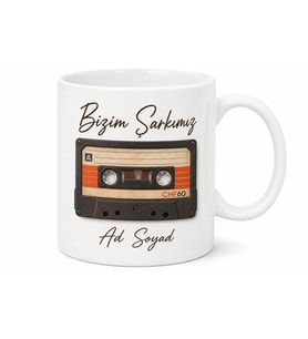 Kaset Görseli Şarkı İsmi Yazılabilir Nostaljik Hediye Kupa Bardak Retro Müzik