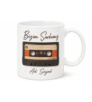 Kaset Görseli Şarkı İsmi Yazılabilir Nostaljik Hediye Kupa Bardak Retro Müzik