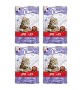 Plaisir 100Gr Pouch Beef and Dinde Sığır Hindi Etli 4Adet Kedi Maması