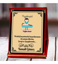 Fizyoterapist Baskılı Plaket (5. Tasarım)  Kişiye Özel (Kırmızı)