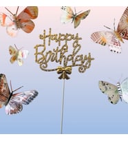 Gold Happy Birthday Lüx Taşlı Pasta Süsü