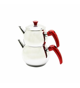 MİNİ 2LT KÜÇÜK BOY KÜRE ÇELİK ÇAYDANLIK SETİ - ÜST: 0.75LT - ALT: 1.4LT (5690)