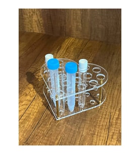 18'li Deney Tüpü Standı 16 mm Deney Tüpü ve 15 mL Falkon Uyumlu Şeffaf (Tüpler Görsel Amaçlı Kullanılmıştır)