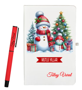 Kişiye Özel Yeniyıl Hediyesi Defter ve Roller Kalem Seti