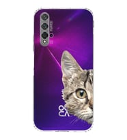 Huawei Nova 5t Uyumlu Kamera korumalı Kapak Catface Tasarımlı  Şeffaf Kılıf