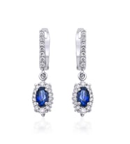 0.95 Karat Laboratuvar Pırlanta Safir Küpe - HRD Sertifikalı