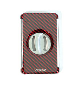 Parmida Kırmızı Karbon Desenli Sehpalı Giyotin Puro Makası Kesici - TR9498