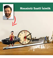 Karikatür Erkek Arabalı Model Masaüstü Saatli İsimlik MSİ38