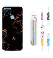 Realme C11 C21 C21Y C25Y C11 2021 Kılıf Kablo Koruma Spiral Silikon Harita ve Uçak 1777