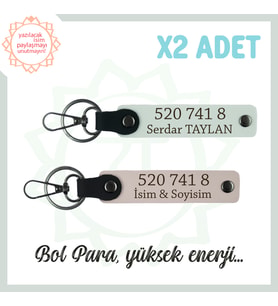 Pudra- Beyaz, Kişisel Enerji Dolu Sevdiklerinize Hediye 520 741 8 Kodlu İsme Özel 2'li Anahtarlık (Çok Renkli)