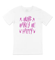Pembe Music Makes Me Happy Tişört