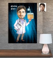 Kişiye Özel Karikatür Baskılı Ahşap Tablo Tıp Bayramı Üroloji Doktoru Erkek-1 30x40