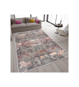 Rovigo Home Dijital Baskı Yıkanabilir Kaymaz Taban Salon Halısı RVG1580-HT953 80x200 cm (Gri)