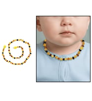 Çok Renkli Naturel Form Doğal Damla Kehribar Taşlı Bebek Diş Kolyesi