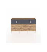 Arges Konsol 4 Raflı 6 Çekmeceli 4 Kapaklı 176x30x99 Çam-Antrasit/Çam