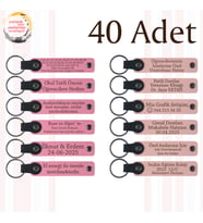 Pembe & Yavru Ağzı, 40’li Set, İsimli Anlamlı Deri Anahtarlık, Baby Shower Etkinliğine Anlamlı Anı