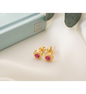 925 Ayar Gümüş Temmuz Ayı Doğum Taşı ( Ruby ) Küpe