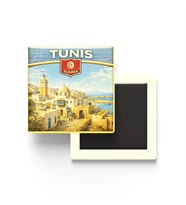 Retro Tunus Tunus Şehri Temalı Vintage Buzdolap Magneti – 9x9 cm