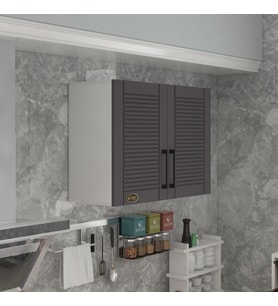 Kenzlife hazır mutfak dolabı kıvırcık60 gri mod2 60*080*32 mebran kapak suntalam gövde