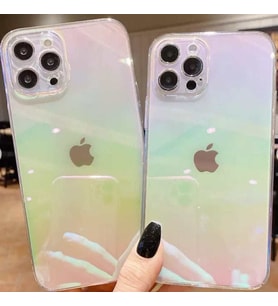 iPhone 11 Pro Max Uyumlu Şeffaf Parlak Holografik Kamera Korumalı Kılıf Rainbow Case
