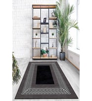 Antrasit Çerçeveli Kaymaz Tabanlı Dekoratif Halı AR941 - 100 x 160 cm