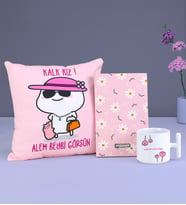 Kişiye Özel Tasarım Defter & T Kupa & Motto Yastık Hediye Seti