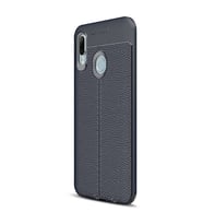 Huawei P Smart 2019 Deri Görünümlü Silikon Lacivert