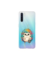 Oppo A91 ile Uyumlu Splash Kirpi Tasarımlı Şeffaf Silikon Kılıf
