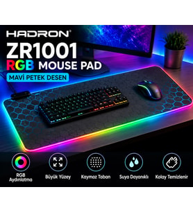 HADRON ZR1001 Mavi Petek Desenli RGB Ledli Mouse Pad 300 x 800 mm