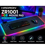 HADRON ZR1001 Mavi Petek Desenli RGB Ledli Mouse Pad 300 x 800 mm