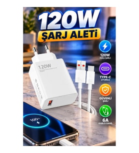 120W Type-C Hızlı Şarj Adaptörü ve Kablo – Samsung S20 S21 S22 S23 Uyumlu