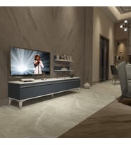 Decoraktiv Eko 4 Mdf Std Silver Tv Ünitesi Tv Sehpası - Parlak Beyaz (Beyaz - Antrasit)