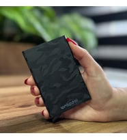 Mekanizmalı Kartlık Rfid Korumalı Alüminyum Otomatik Mekanizmalı Kredi Kartlık Desenli Kamuflaj Siyah